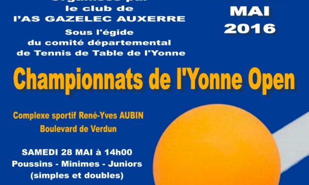 Championnats de l&rsquo;Yonne Open 2016
